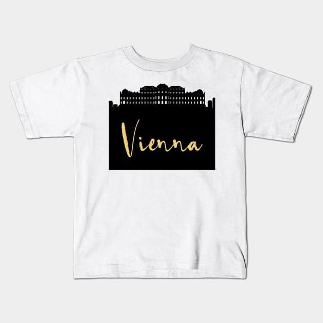 VIENNA AUSTRIA DESIGNER SILHOUETTE SKYLINE ART Kids T-Shirt by deificusArt